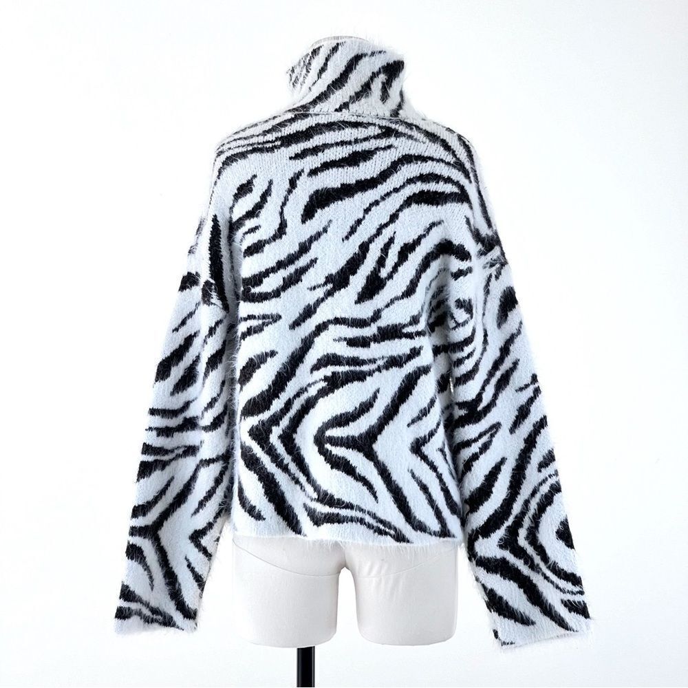 H&M Fuzzy Zebra Print Oversized Wide Arm Sweater - image 4